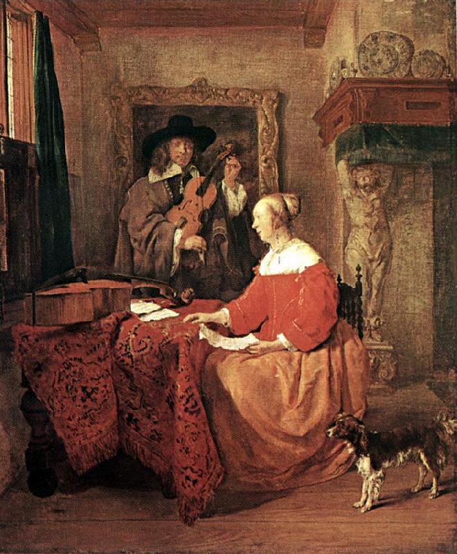 METSU, Gabriel A Woman Seated at a Table and a Man Tuning a Violin sg china oil painting image